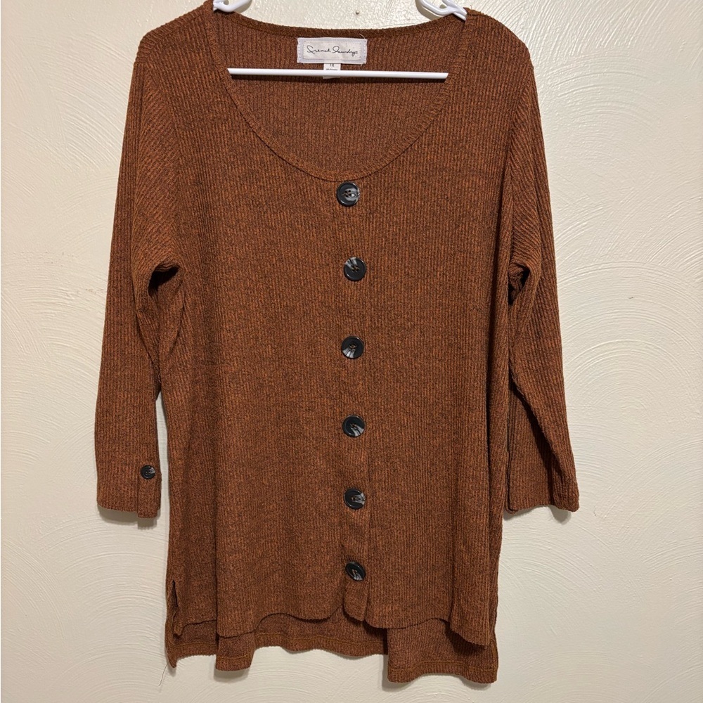 Women's Button-Front Brown Sweater